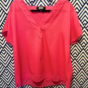DKNY Pink V-Neck Women's Top